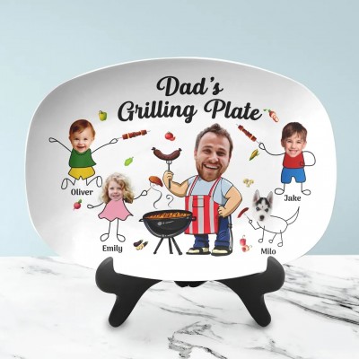 Personalized Father's Day Grilling Platter With Photo and Name Gift For Dad