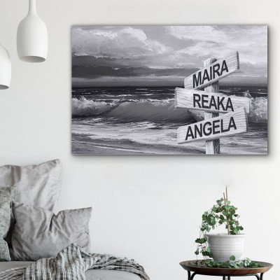 Personalized Last Name Birth Date Vintage Street Sign Multiple Names Premium Canvas Wall Art Best Gift