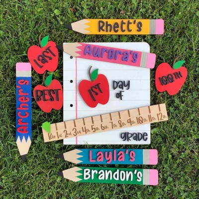 Personalized First/100th/Last Day of School Sign Photo Prop Back to School Gifts For Kids