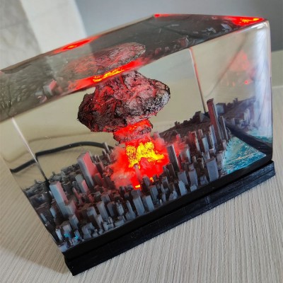 Explosion Resin Wood Lamp Unique Gift For Him Dad Father's Day Gift