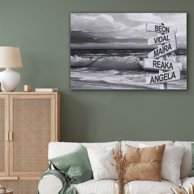 Personalized Last Name Birth Date Vintage Street Sign Multiple Names Premium Canvas Wall Art Best Gift