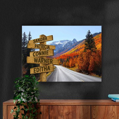 Personalized Last Name Birth Date Vintage Street Sign Multiple Names Premium Canvas Wall Art Best Gift
