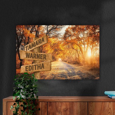 Personalized Last Name Birth Date Vintage Street Sign Multiple Names Premium Canvas Wall Art Best Gift