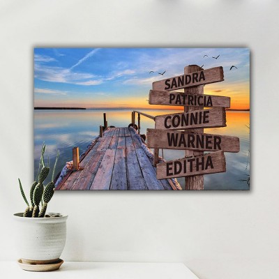 Personalized Last Name Birth Date Vintage Street Sign Multiple Names Premium Canvas Wall Art Best Gift
