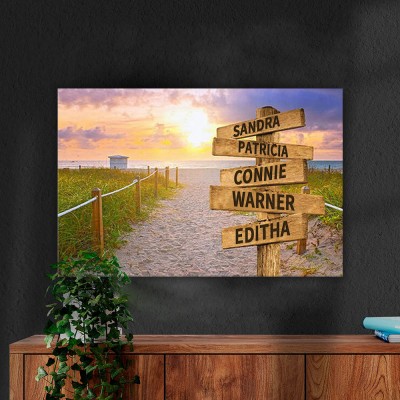 Personalized Last Name Birth Date Vintage Street Sign Multiple Names Premium Canvas Wall Art Best Gift
