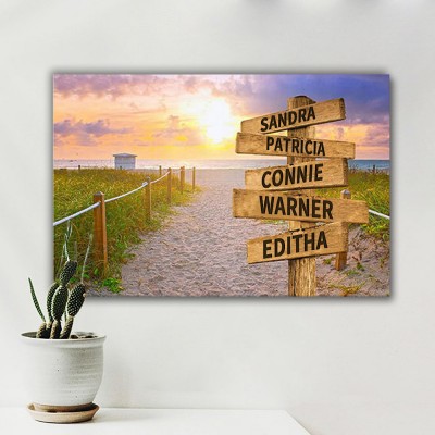 Personalized Last Name Birth Date Vintage Street Sign Multiple Names Premium Canvas Wall Art Best Gift