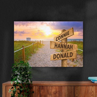 Personalized Last Name Birth Date Vintage Street Sign Multiple Names Premium Canvas Wall Art Best Gift