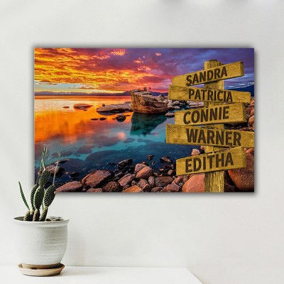 Personalized Last Name Birth Date Vintage Street Sign Multiple Names Premium Canvas Wall Art Best Gift