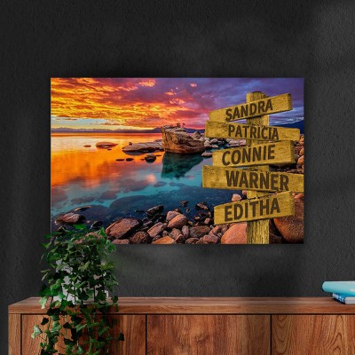 Personalized Last Name Birth Date Vintage Street Sign Multiple Names Premium Canvas Wall Art Best Gift