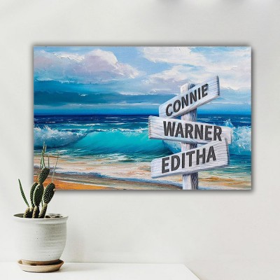 Personalized Last Name Birth Date Vintage Street Sign Multiple Names Premium Canvas Wall Art Best Gift