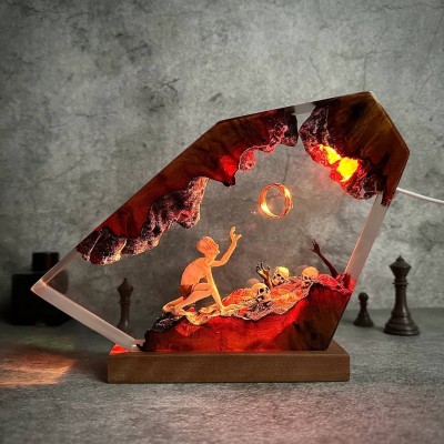 Resin Wood Table Lamp Art Home Decor