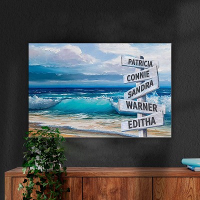 Personalized Last Name Birth Date Vintage Street Sign Multiple Names Premium Canvas Wall Art Best Gift