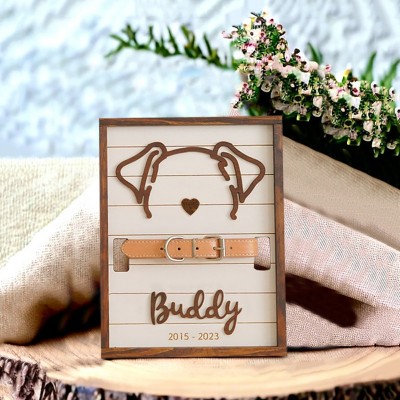 Personalized Loss of Pet Collar Frame  Memorial Gift For Pet Lovers