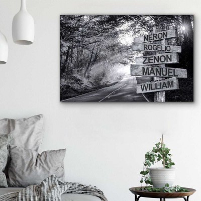 Personalized Last Name Birth Date Vintage Street Sign Multiple Names Premium Canvas Wall Art Best Gift