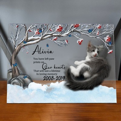 Custom Acrylic Photo Plaque You Have Left Paw Prints Memorial Gift for Pet Lovers