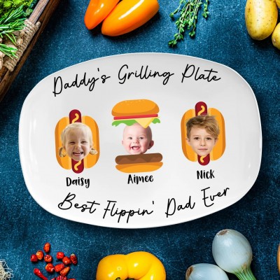 Personalized Father's Day Grilling Platter With Photo and Name Gift For Dad