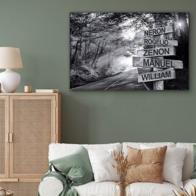 Personalized Last Name Birth Date Vintage Street Sign Multiple Names Premium Canvas Wall Art Best Gift