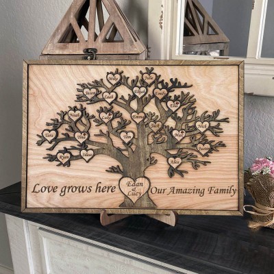 Custom Family Tree Wood Sign Wall Art 50th 40th 30th 20th Anniversary Mothers'Day Gift Idea