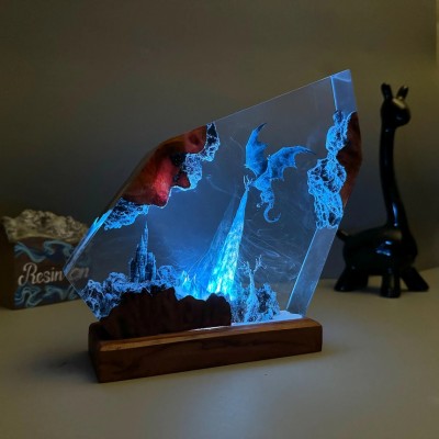 Handmade Fire Dragon Resin Lamp
