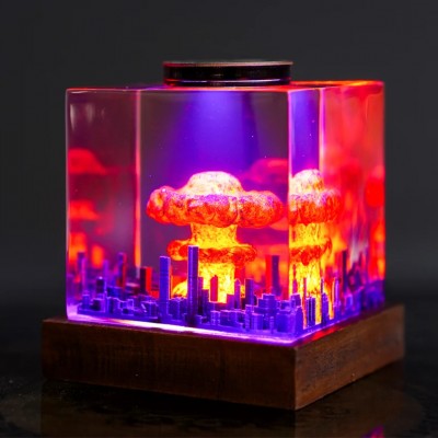 Explosion Resin Wood Lamp Unique Gift For Him Dad Father's Day Gift