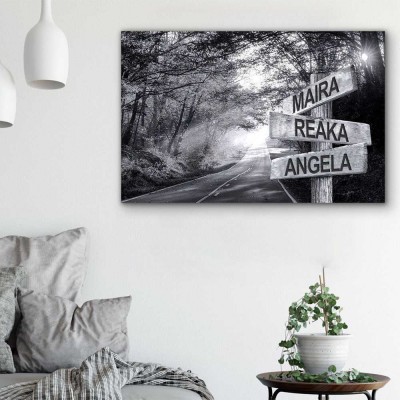 Personalized Last Name Birth Date Vintage Street Sign Multiple Names Premium Canvas Wall Art Best Gift