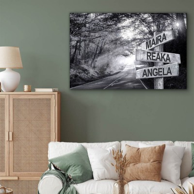 Personalized Last Name Birth Date Vintage Street Sign Multiple Names Premium Canvas Wall Art Best Gift
