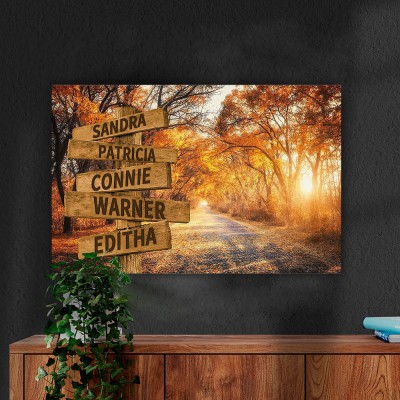Personalized Last Name Birth Date Vintage Street Sign Multiple Names Premium Canvas Wall Art Best Gift