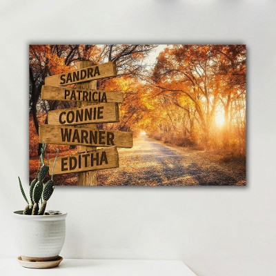 Personalized Last Name Birth Date Vintage Street Sign Multiple Names Premium Canvas Wall Art Best Gift