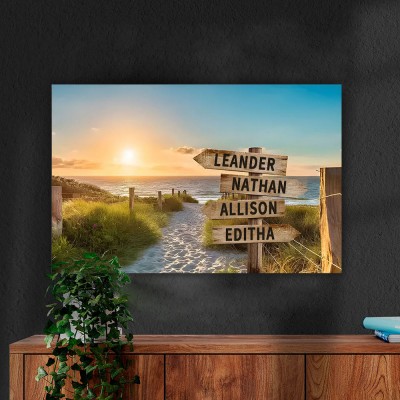 Personalized Last Name Birth Date Vintage Street Sign Multiple Names Premium Canvas Wall Art Best Gift