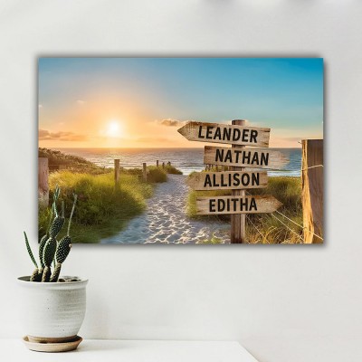 Personalized Last Name Birth Date Vintage Street Sign Multiple Names Premium Canvas Wall Art Best Gift