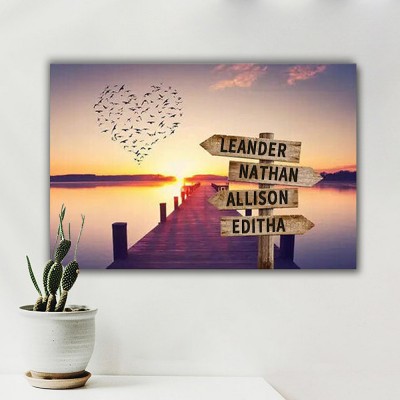 Personalized Last Name Birth Date Vintage Street Sign Multiple Names Premium Canvas Wall Art Best Gift