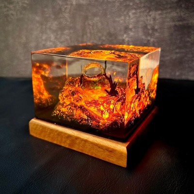 Wood Resin Lamp Art Home Decor