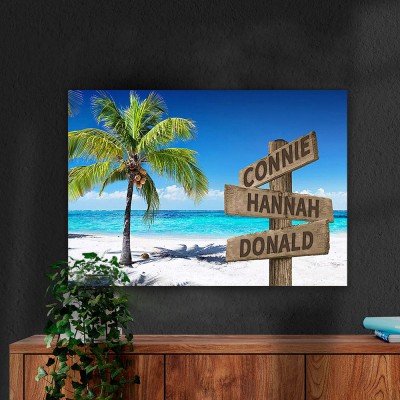 Personalized Last Name Birth Date Vintage Street Sign Multiple Names Premium Canvas Wall Art Best Gift
