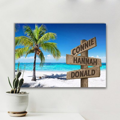 Personalized Last Name Birth Date Vintage Street Sign Multiple Names Premium Canvas Wall Art Best Gift
