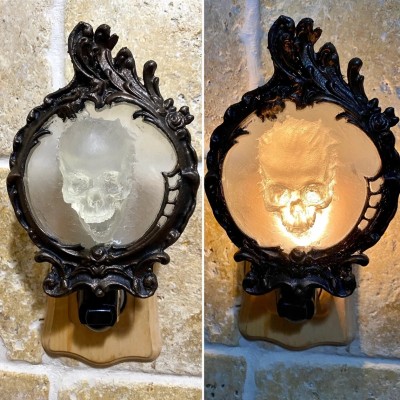 Spectral Skull Night Light for Gothic Fantasy Home Decor