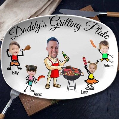 Personalized Father's Day Grilling Platter With Photo and Name Gift For Dad