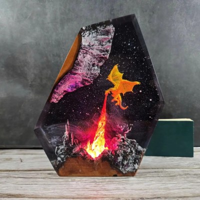 Handmade Fire Dragon Resin Lamp