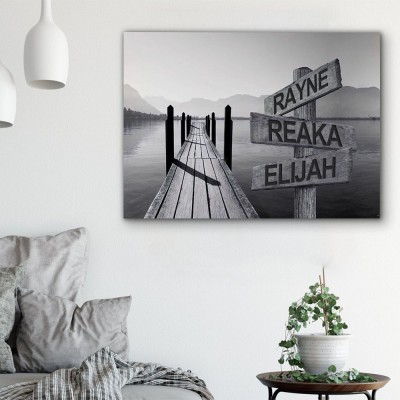 Personalized Last Name Birth Date Vintage Street Sign Multiple Names Premium Canvas Wall Art Best Gift