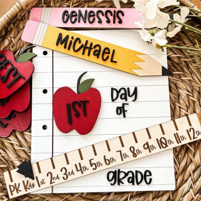 Personalized First/100th/Last Day of School Sign Photo Prop Back to School Gifts For Kids