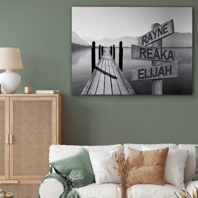 Personalized Last Name Birth Date Vintage Street Sign Multiple Names Premium Canvas Wall Art Best Gift