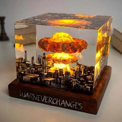 Explosion Resin Wood Lamp Unique Gift For Him Dad Father's Day Gift