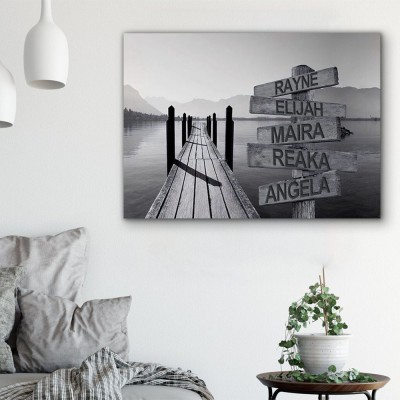Personalized Last Name Birth Date Vintage Street Sign Multiple Names Premium Canvas Wall Art Best Gift