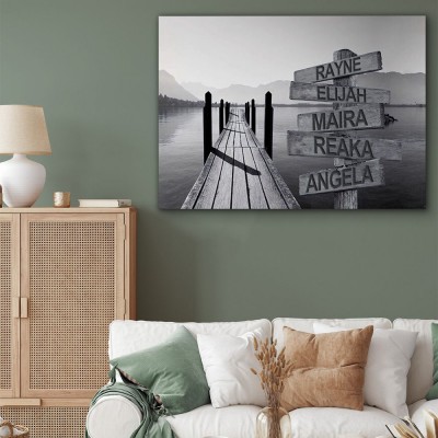 Personalized Last Name Birth Date Vintage Street Sign Multiple Names Premium Canvas Wall Art Best Gift