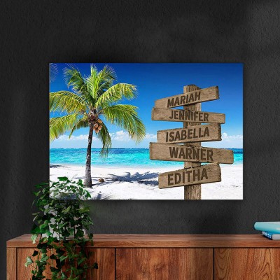 Personalized Last Name Birth Date Vintage Street Sign Multiple Names Premium Canvas Wall Art Best Gift