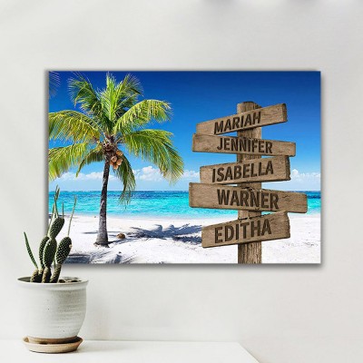 Personalized Last Name Birth Date Vintage Street Sign Multiple Names Premium Canvas Wall Art Best Gift