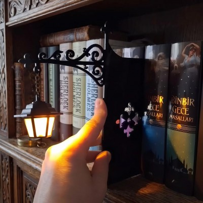 Gothic Bookshelf Lamp For Halloween, Book Lover Gift