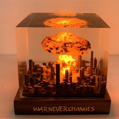 Explosion Resin Wood Lamp Unique Gift For Him Dad Father's Day Gift