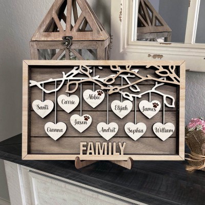 Personalized Wood Family Tree Sign With Name Engraved Home Decor For Mother's Day Love Grows Here