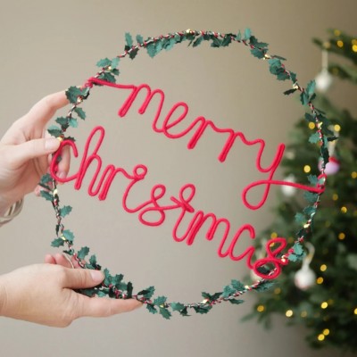 Personalized Family Christmas Wreath Light Holiday Decoration