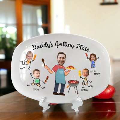 Personalized Father's Day Grilling Platter With Photo and Name Gift For Dad